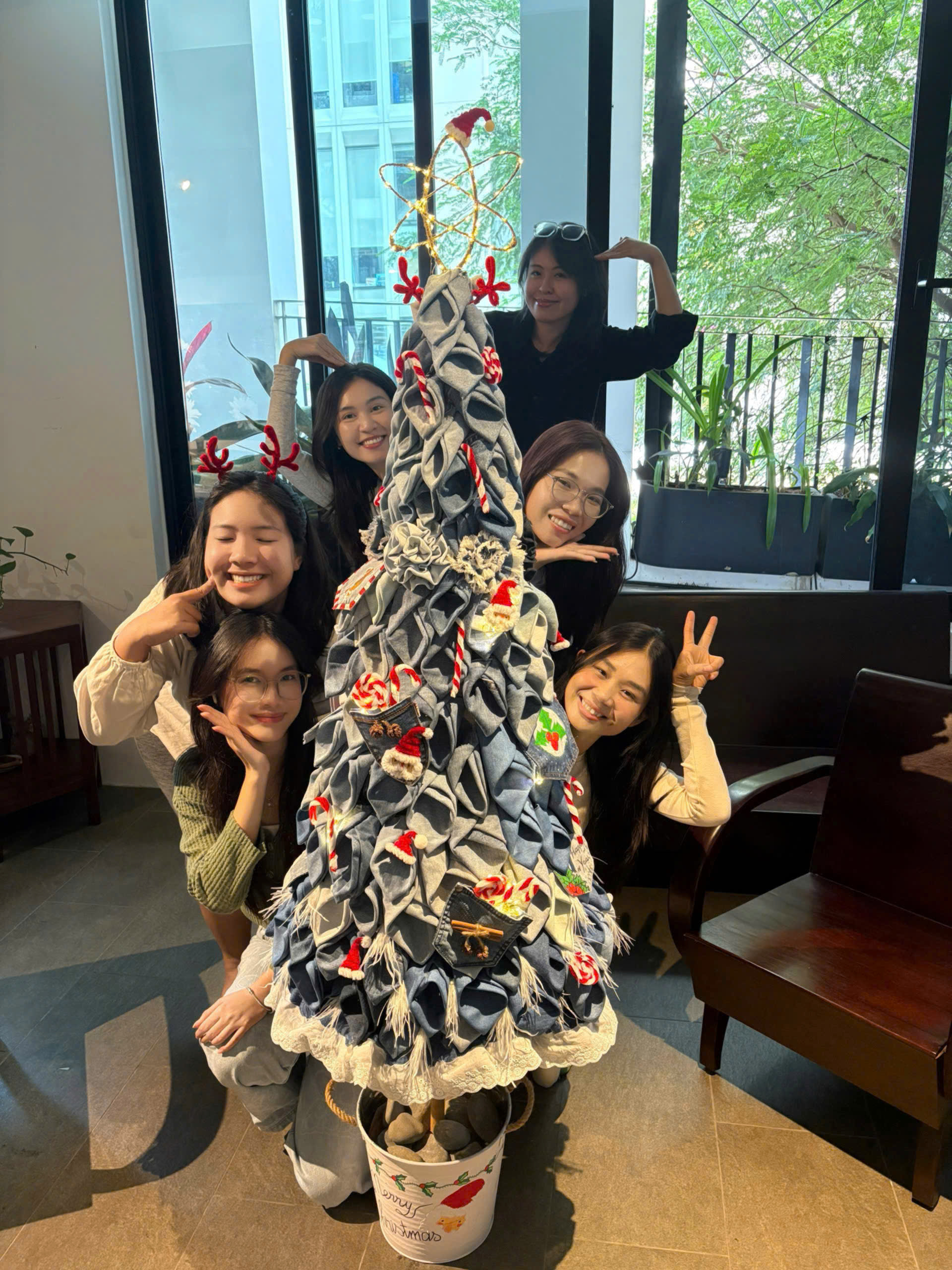 Recycled Denim Christmas Tree: When We Weave a Warm Winter Together